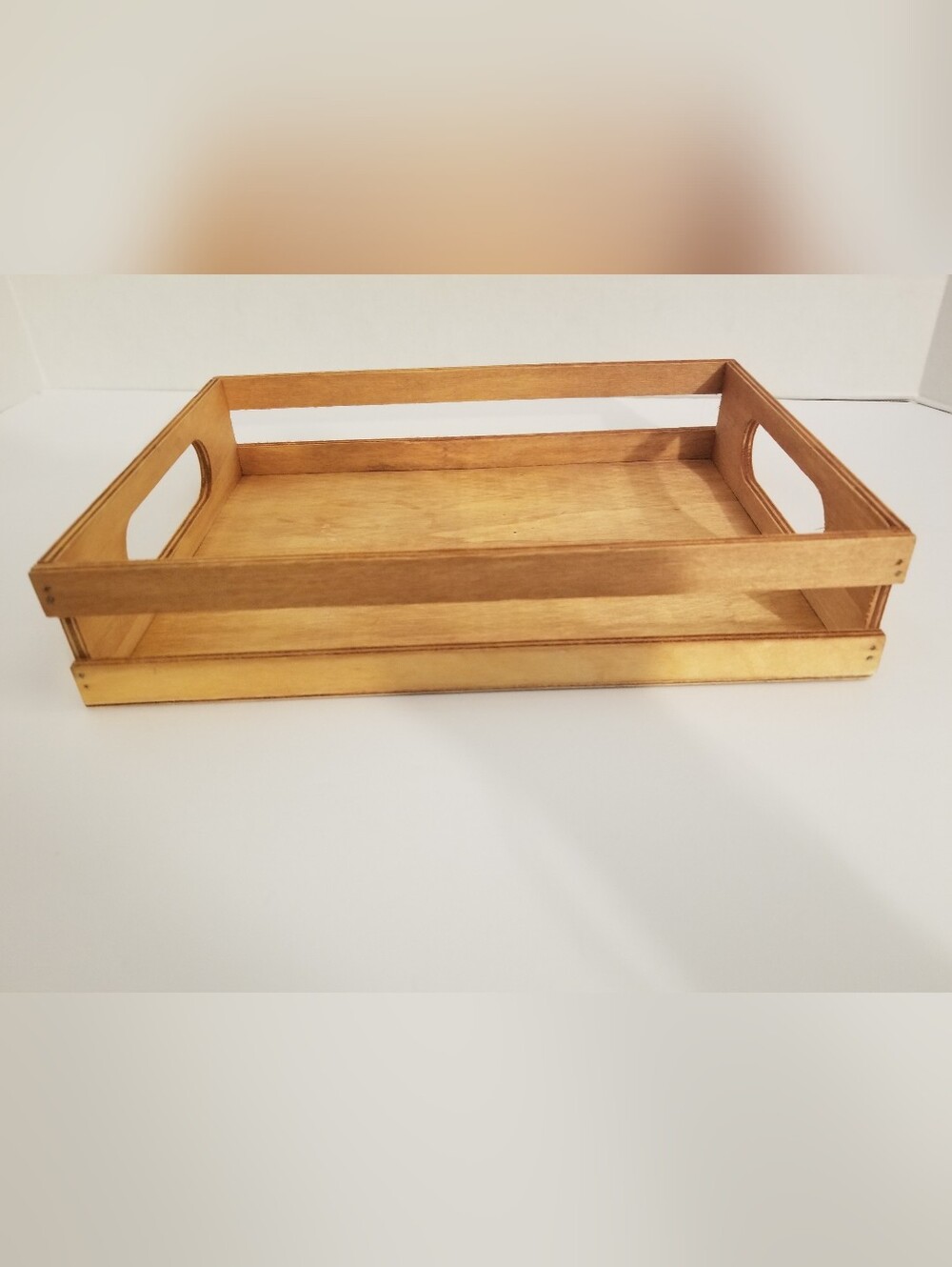 Wooden Serving Tray with Cutout Handles Natural